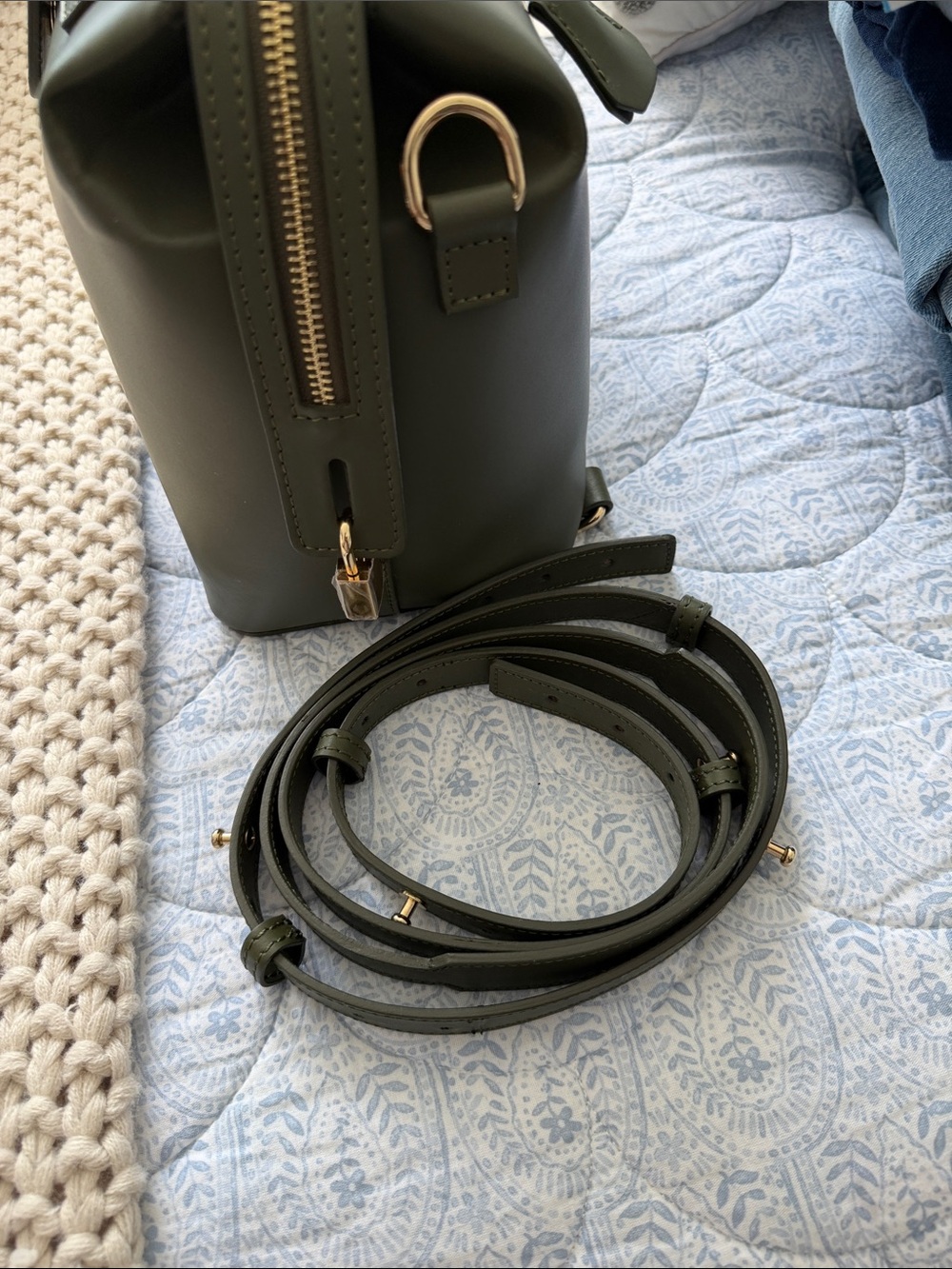 SILVER & RILEY Olive Green Structured Top-Handle Satchel - Picture 9 of 12